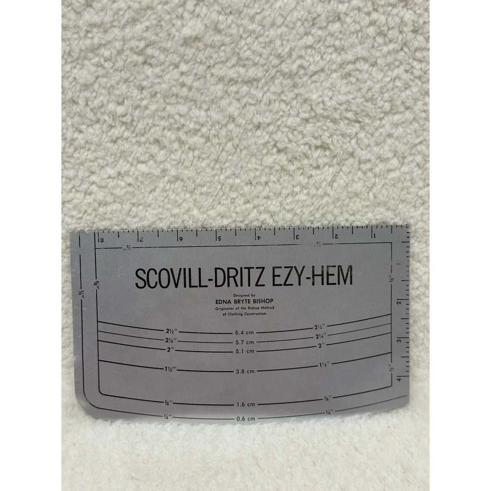 Scovill-Dritz Ezy-Hem Silver Vintage Aluminum Hem Gauge Sewing Ruler Tool